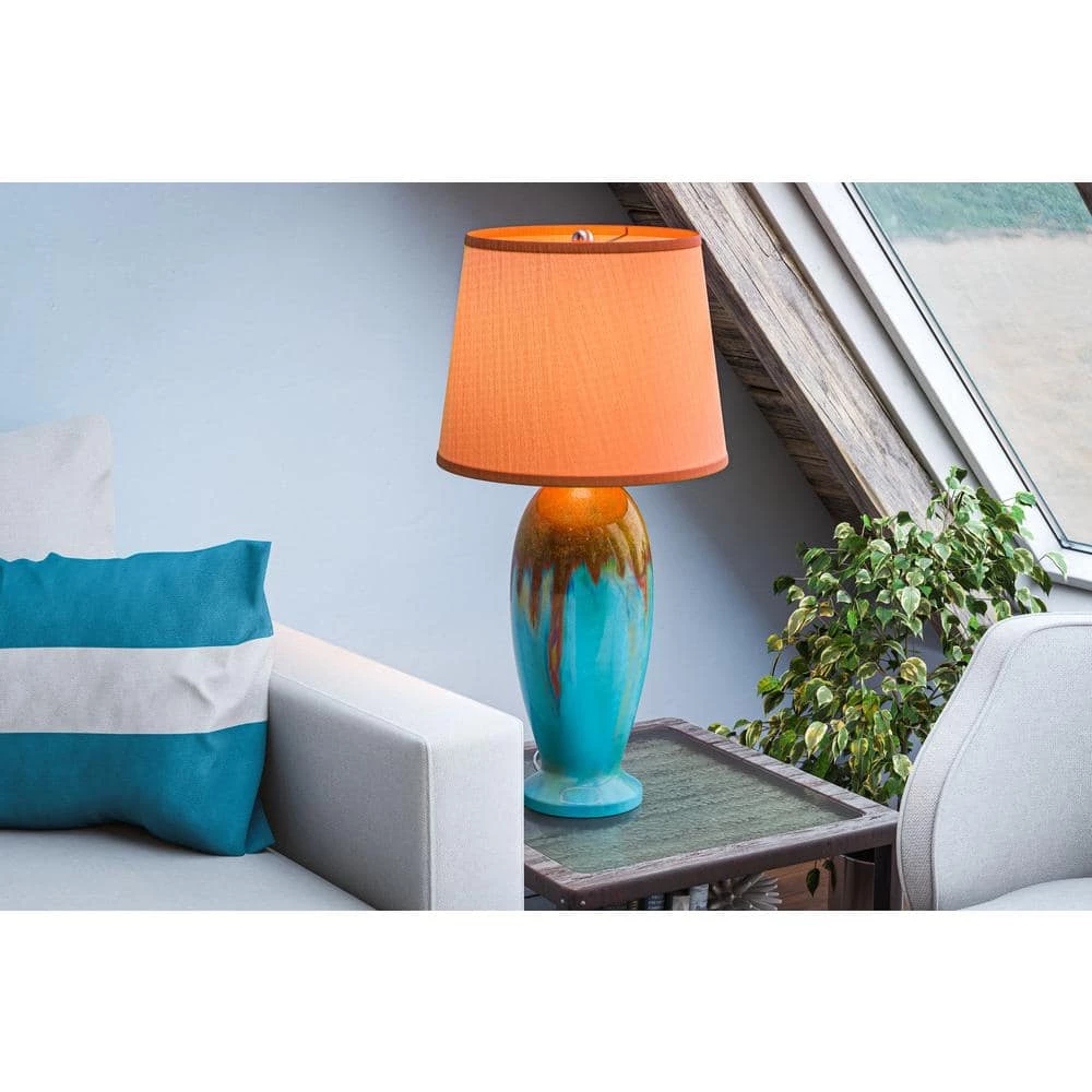 Tucson 32 in. H Teal Ceramic Table Lamp by Kenroy Home 8 Tucson 32 in. H Teal Ceramic Table Lamp by Kenroy Home - Image 6