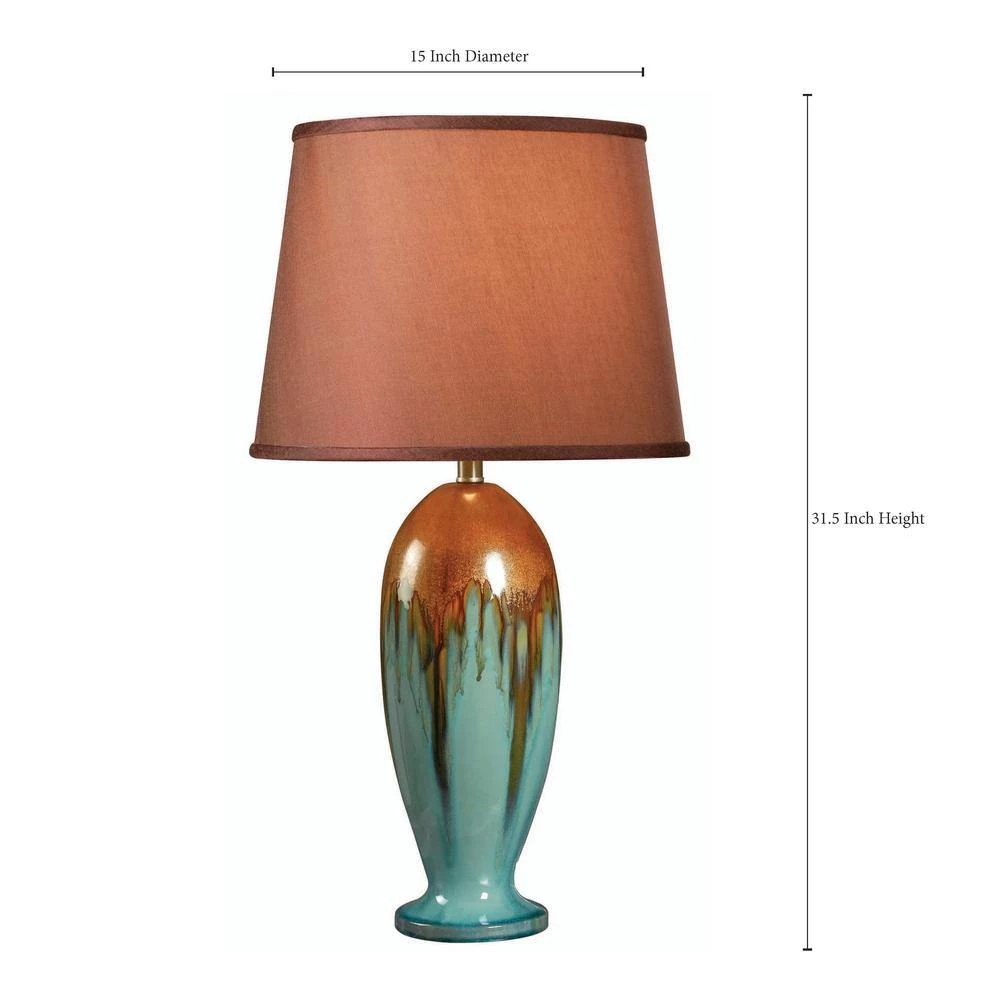 Tucson 32 in. H Teal Ceramic Table Lamp by Kenroy Home 5 Tucson 32 in. H Teal Ceramic Table Lamp by Kenroy Home - Image 3