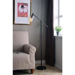 Thornton 56 in. Bronze Floor Lamp with Amber Glass Shade by Kenroy Home -Kenroy Home Sales warm bronze finish kenroy home floor lamps 32975wbz 31 1000