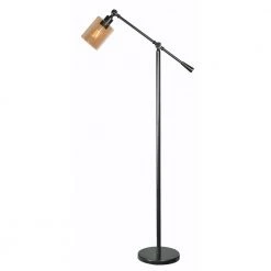Thornton 56 in. Bronze Floor Lamp with Amber Glass Shade by Kenroy Home