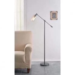 Thornton 56 in. Bronze Floor Lamp with Amber Glass Shade by Kenroy Home -Kenroy Home Sales warm bronze finish kenroy home floor lamps 32975wbz fa 1000
