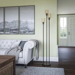 Thornton 73 in. Bronze Torchiere with Amber Glass Shade by Kenroy Home 12 Thornton 73 in. Bronze Torchiere with Amber Glass Shade by Kenroy Home -Kenroy Home Sales warm bronze finish kenroy home floor lamps 32976wbz 4f 1000