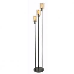 Thornton 73 in. Bronze Torchiere with Amber Glass Shade by Kenroy Home