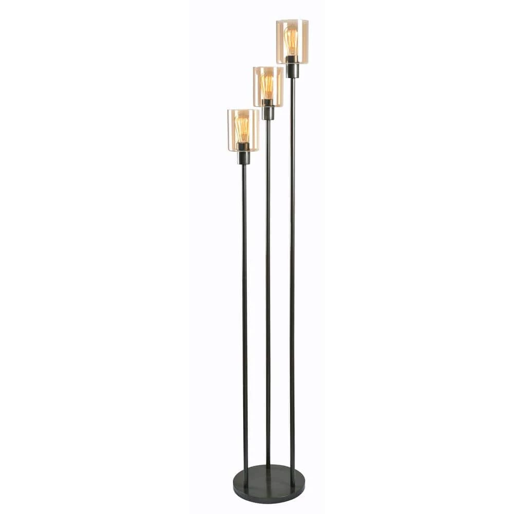 Thornton 73 in. Bronze Torchiere with Amber Glass Shade by Kenroy Home 3 Thornton 73 in. Bronze Torchiere with Amber Glass Shade by Kenroy Home
