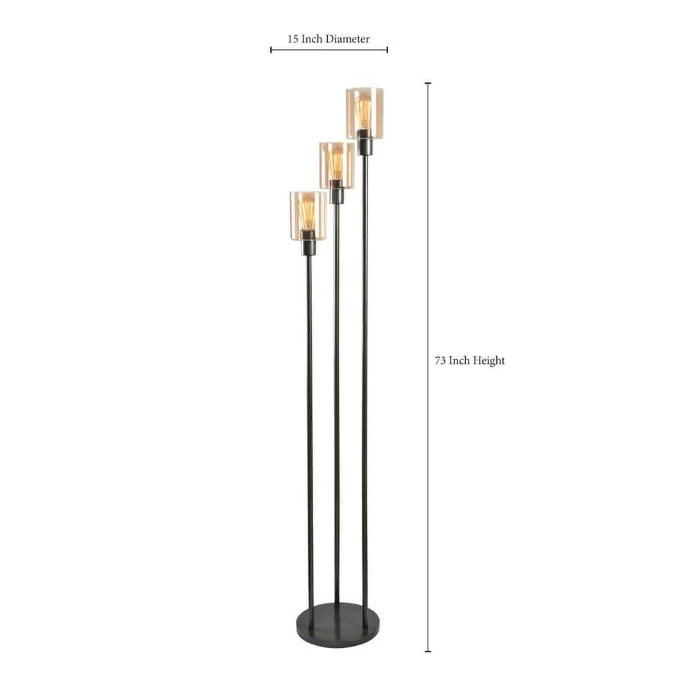 Thornton 73 in. Bronze Torchiere with Amber Glass Shade by Kenroy Home 4 Thornton 73 in. Bronze Torchiere with Amber Glass Shade by Kenroy Home - Image 2