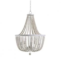 Dumas 5-Light Weathered White Wood Bead Chandelier by Kenroy Home