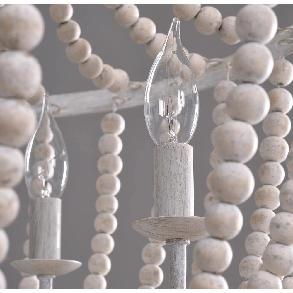 Dumas 5-Light Weathered White Wood Bead Chandelier by Kenroy Home 12 Dumas 5-Light Weathered White Wood Bead Chandelier by Kenroy Home - Image 11
