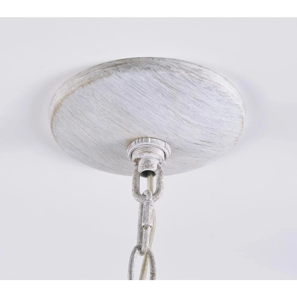 Dumas 5-Light Weathered White Wood Bead Chandelier by Kenroy Home 4 Dumas 5-Light Weathered White Wood Bead Chandelier by Kenroy Home - Image 3
