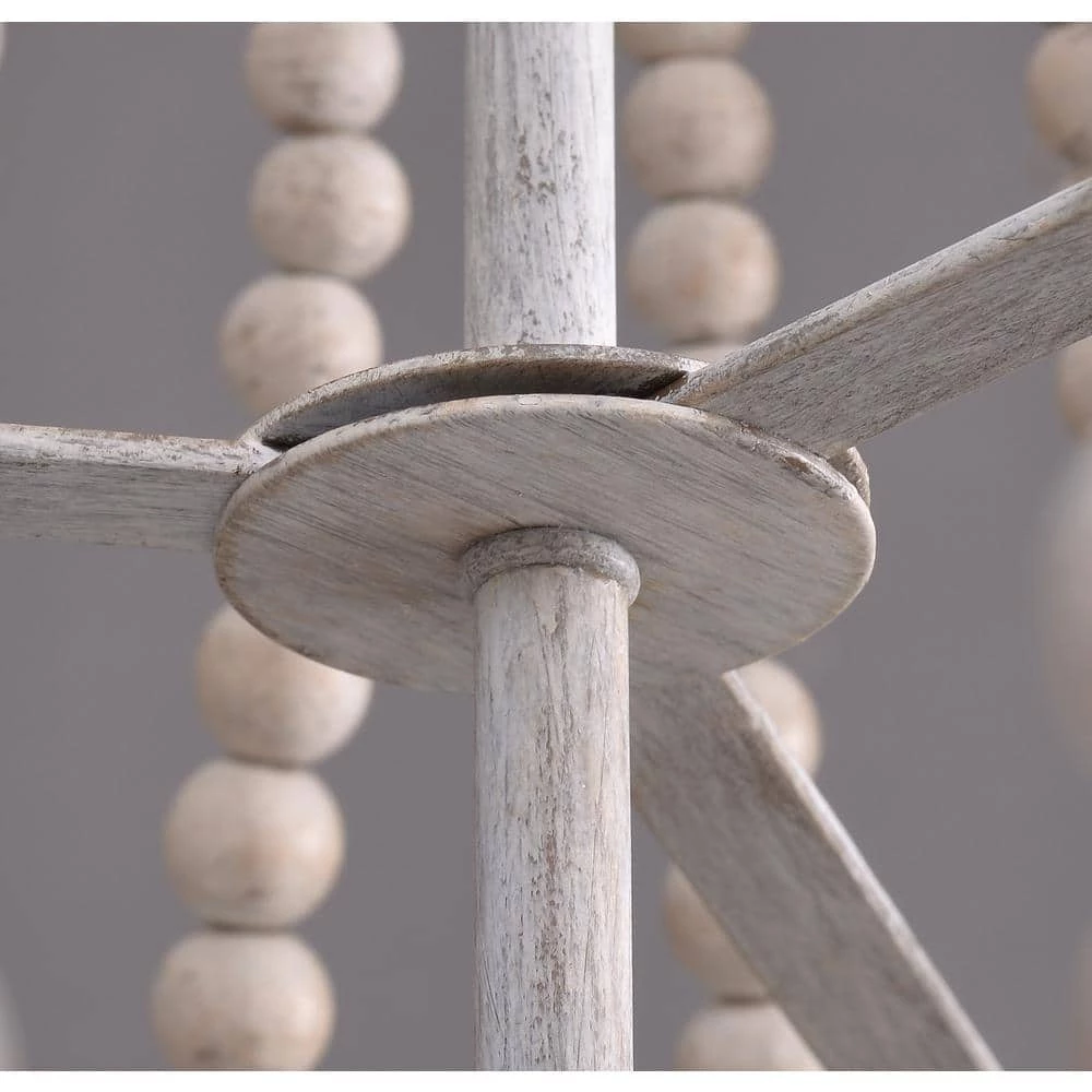 Dumas 5-Light Weathered White Wood Bead Chandelier by Kenroy Home 3 Dumas 5-Light Weathered White Wood Bead Chandelier by Kenroy Home - Image 2