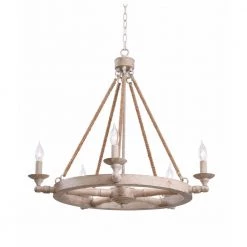 Timone 5-Light Weathered White Chandelier by Kenroy Home