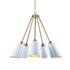 Alvar 5-Light White and Gold Chandelier with Metal Shades by Kenroy Home