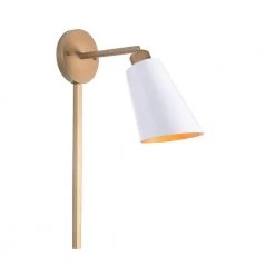 Alvar 1-Light White and Gold Plug-In Sconce with Adjustable Shade by Kenroy Home