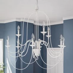 Pannier 9-Light White Chandelier by Kenroy Home -Kenroy Home Sales white finish kenroy home chandeliers 93069wh 4f 1000