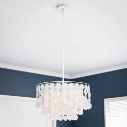 Shelley 1-Light White Pendant by Kenroy Home -Kenroy Home Sales white finish kenroy home chandeliers 93409wh 1f 1000