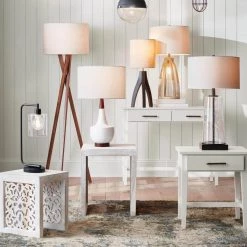 Tessa 26 in. White Table Lamp with Cotton Shade by Kenroy Home -Kenroy Home Sales white glossy ceramic finish kenroy home table lamps 33181wh 40 1000