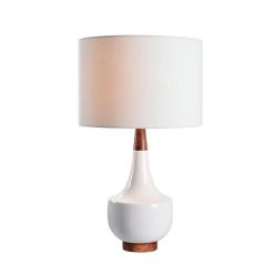 Tessa 26 in. White Table Lamp with Cotton Shade by Kenroy Home