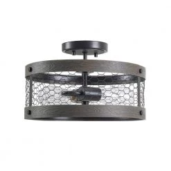 Cozy 2-Light Wood and Oil Rubbed Bronze Semi-Flush Mount Light by Kenroy Home -Kenroy Home Sales wood and oil rubbed bronze finish kenroy home flush mount lights 94042orb 31 1000