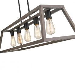 Agnes II 5-Light Painted Wood Finish and Matt Black Socket LED Pendant by OVE Decors -Kenroy Home Sales wood painting ove decors chandeliers pe agn238 wbbky 1f 1000