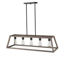 Agnes II 5-Light Painted Wood Finish and Matt Black Socket LED Pendant by OVE Decors -Kenroy Home Sales wood painting ove decors chandeliers pe agn238 wbbky 4f 1000